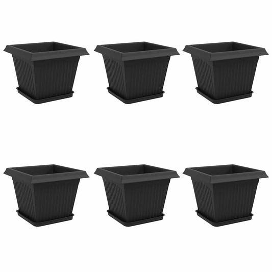 vidaXL Γλάστρες φυτών 6 pcs Μαύρο 28,5 x 28,5 x 22 εκ Πλαστικό