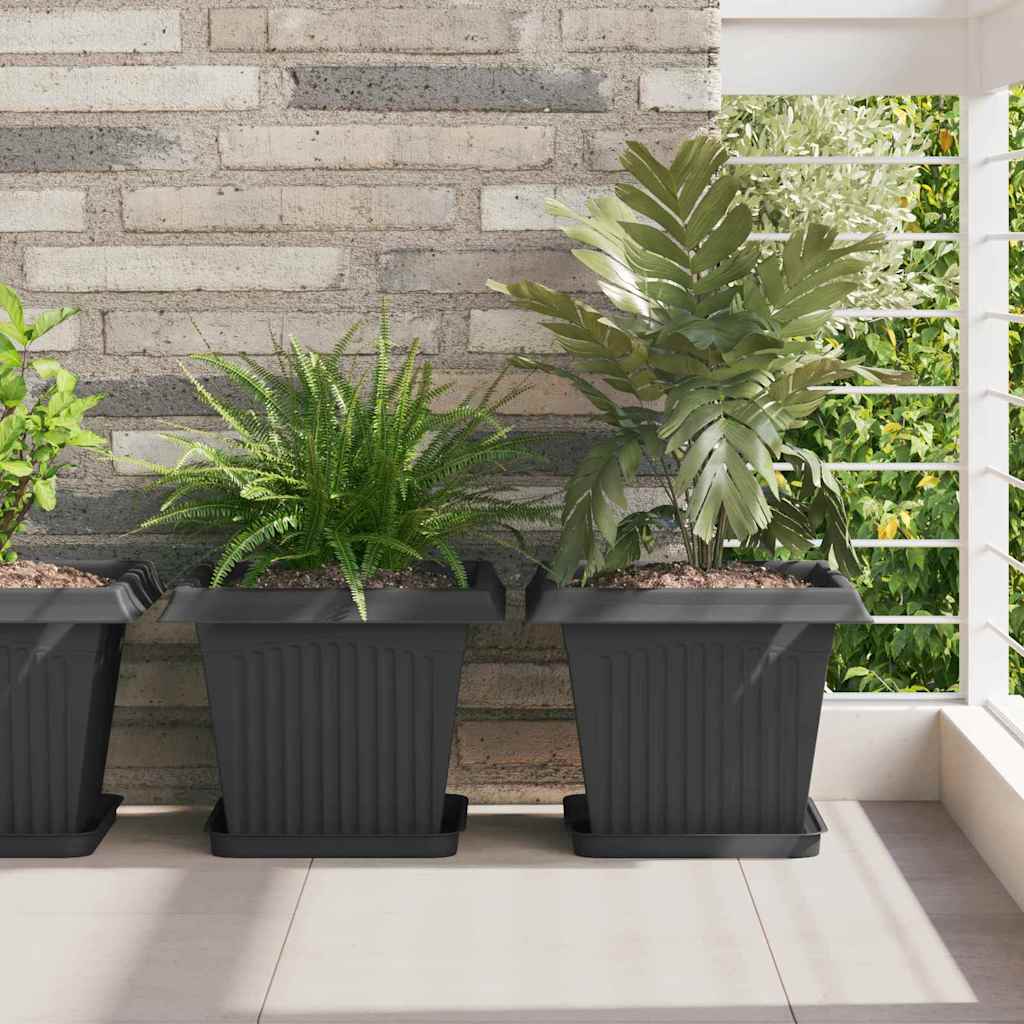 vidaXL Γλάστρες φυτών 6 pcs Μαύρο 33 x 33 x 26 εκ Πλαστικό