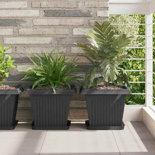 vidaXL Γλάστρες φυτών 6 pcs Μαύρο 33 x 33 x 26 εκ Πλαστικό