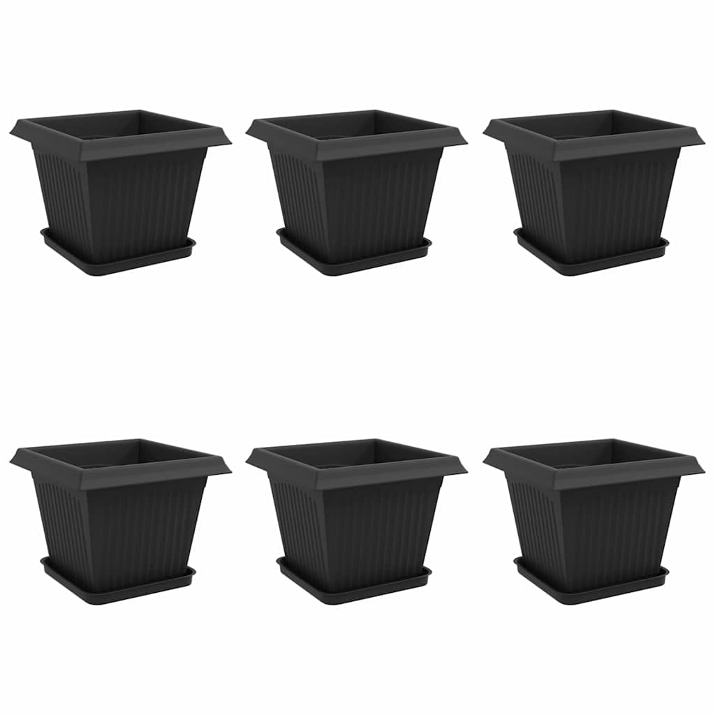 vidaXL Γλάστρες φυτών 6 pcs Μαύρο 33 x 33 x 26 εκ Πλαστικό