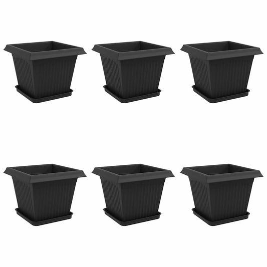 vidaXL Γλάστρες φυτών 6 pcs Μαύρο 33 x 33 x 26 εκ Πλαστικό