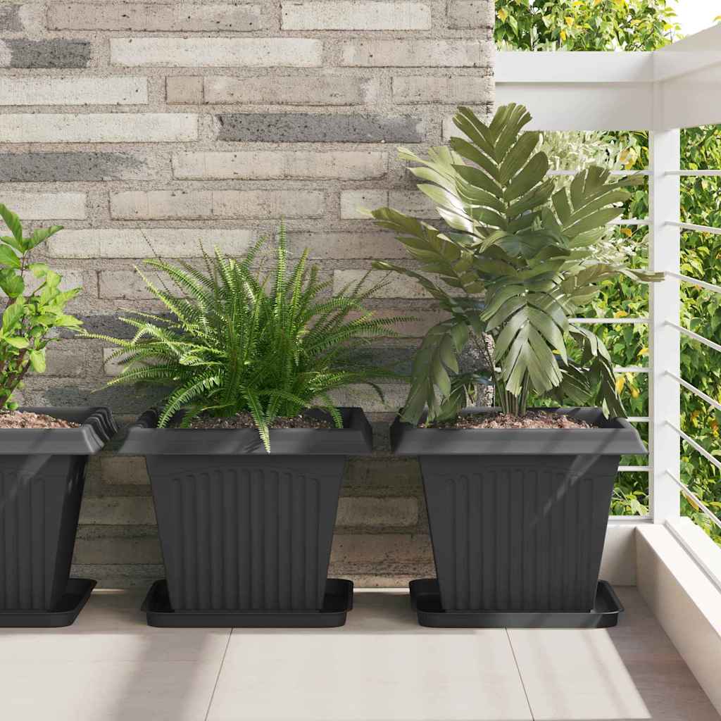 vidaXL Γλάστρες φυτών 6 pcs Μαύρο 38 x 38 x 30 εκ Πλαστικό