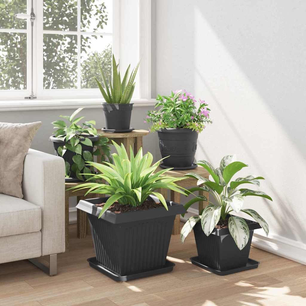 vidaXL Γλάστρες φυτών 6 pcs Μαύρο 38 x 38 x 30 εκ Πλαστικό