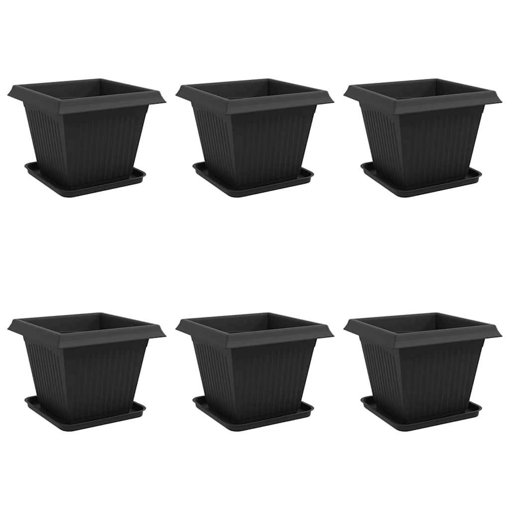 vidaXL Γλάστρες φυτών 6 pcs Μαύρο 38 x 38 x 30 εκ Πλαστικό