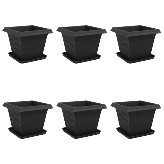vidaXL Γλάστρες φυτών 6 pcs Μαύρο 38 x 38 x 30 εκ Πλαστικό