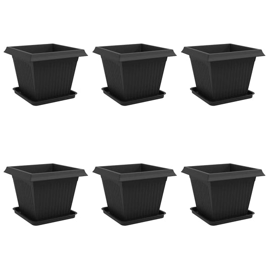 vidaXL Γλάστρες φυτών 6 pcs Μαύρο 43 x 43 x 33,5 εκ Πλαστικό