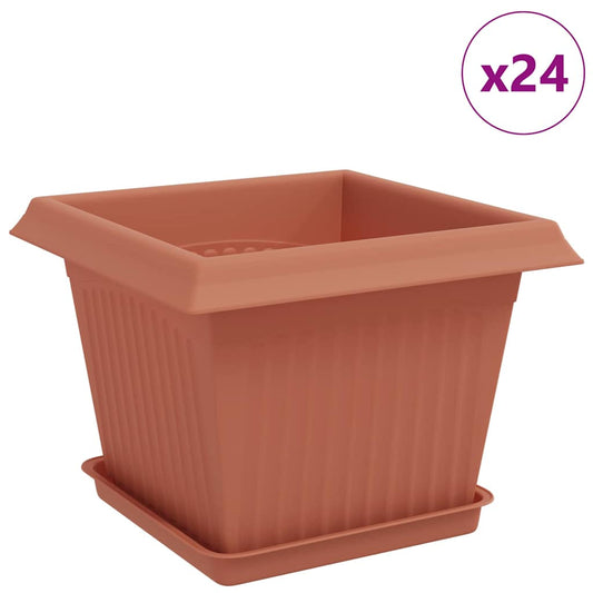 vidaXL Γλάστρες φυτών 24 pcs Κεραμιδί 23 x 23 x 17,5 εκ Πλαστικό
