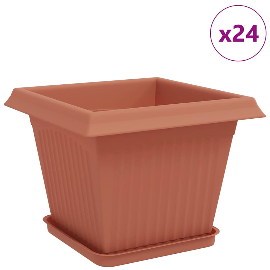vidaXL Γλάστρες φυτών 24 pcs Κεραμιδί 28,5 x 28,5 x 22 εκ Πλαστικό
