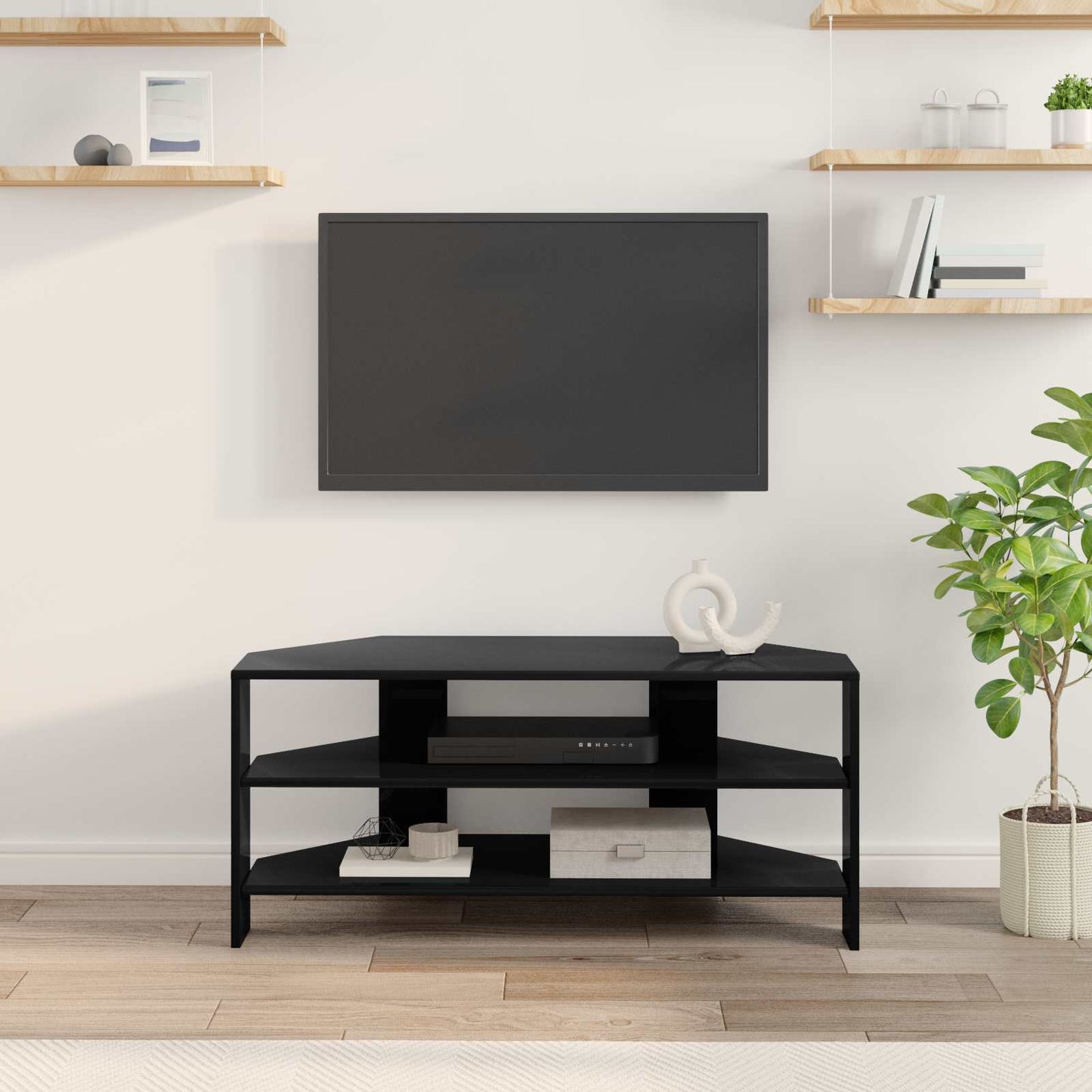 vidaXL ΓωνιακήΒάσηΤηλεόρασης 102x40,5x45εκ Μαύρο Επεξεργασμένο Ξύλο