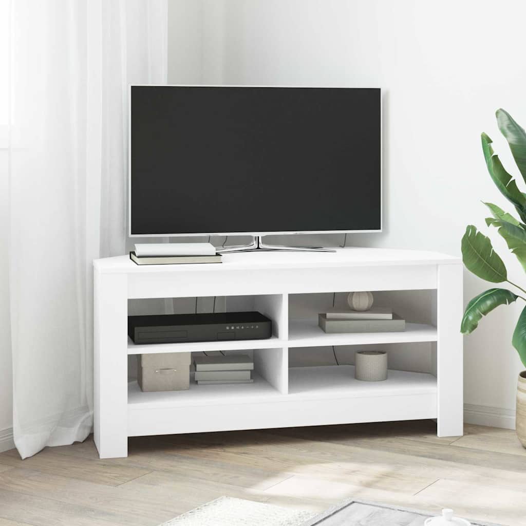 vidaXL ΓωνιακήΒάσηΤηλεόρασης Λευκό 102 x 40,5 x 45 εκ