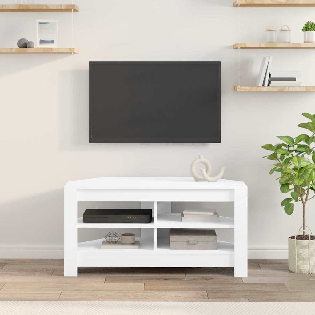vidaXL ΓωνιακήΒάσηΤηλεόρασης Λευκό 102 x 40,5 x 45 εκ