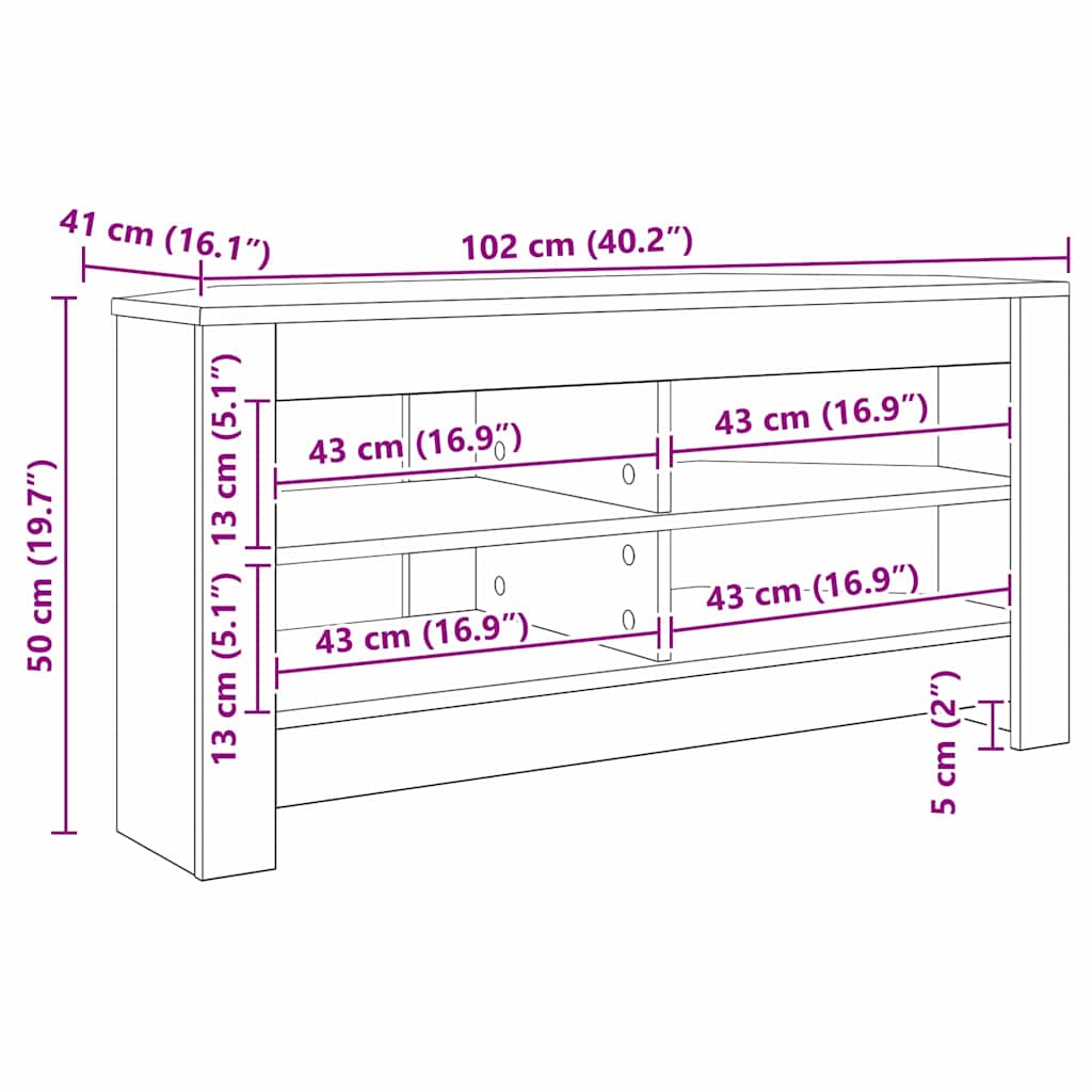 vidaXL ΓωνιακήΒάσηΤηλεόρασης Λευκό 102 x 40,5 x 45 εκ