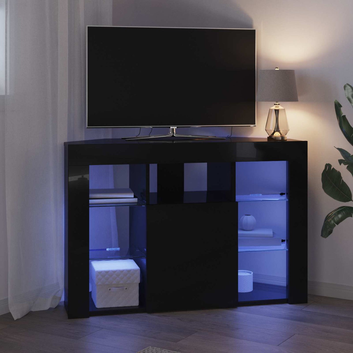 vidaXL Γωνιακός LED Τηλεοπτικός Κάμπινγκ 100x40x68εκ. Μαύρο