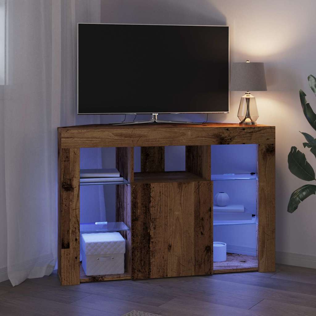 vidaXL Γωνιακός LED Τηλεοπτικός Κάμπινγκ 100x40x68εκ. Παλιό ξύλο