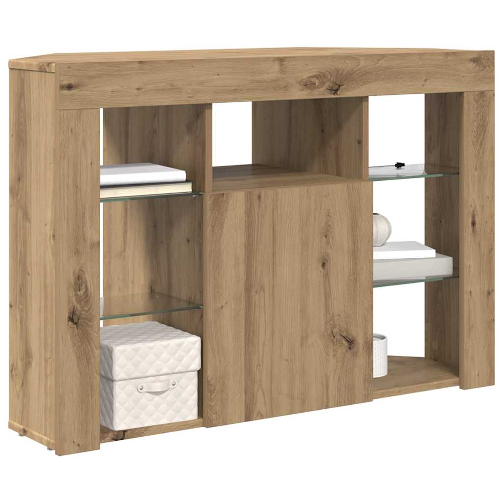 vidaXL Γωνιακός LED Τηλεοπτικός Κάμπινγκ 100x40x68εκ. Artisan Oak