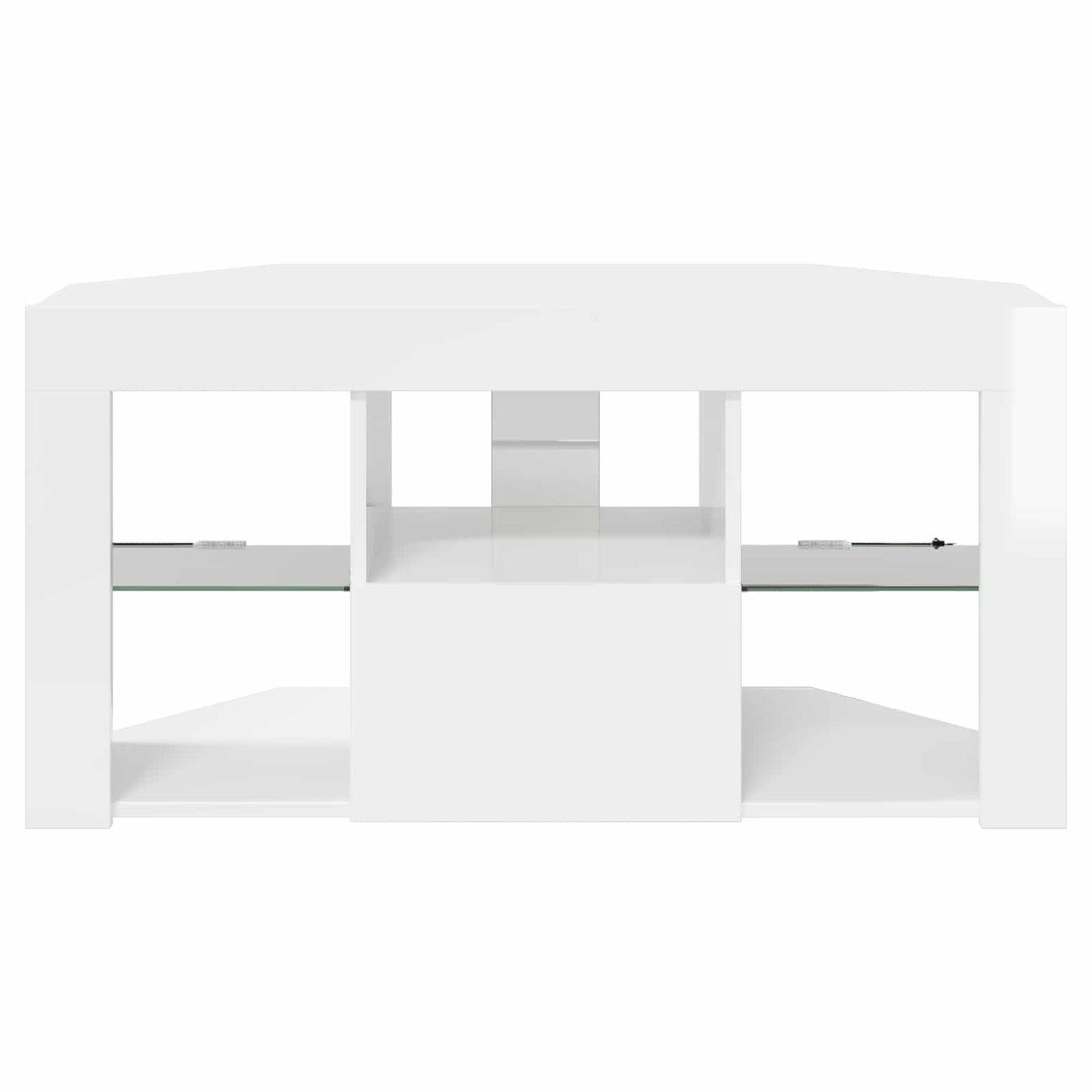 vidaXL Γωνιακός LED Τηλεοπτικός Κάμπινγκ Υψηλή γυαλιστερή Λευκή
