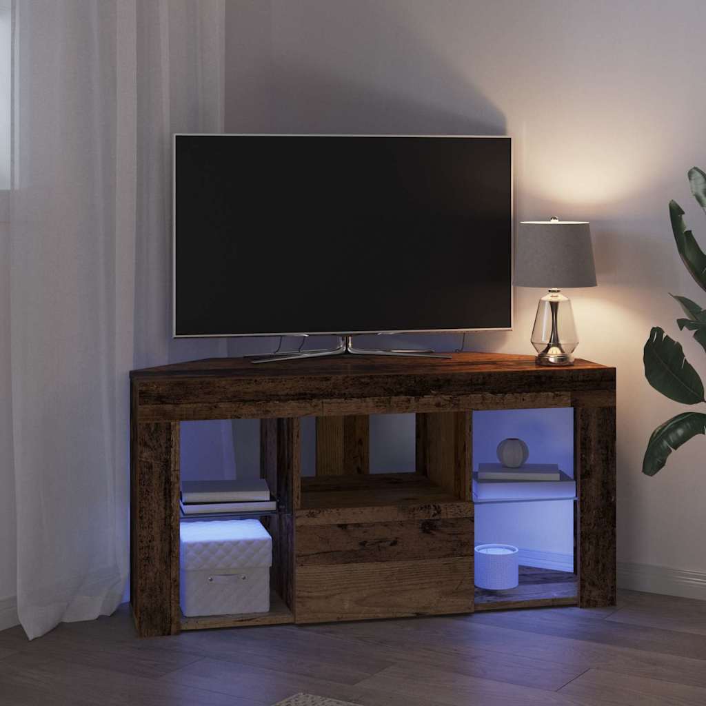 vidaXL Γωνιακός LED Τηλεοπτικός Κάμπινγκ 100 x 40 x 50 cm Παλιό ξύλο