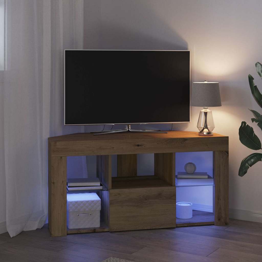 vidaXL Γωνιακός LED Τηλεοπτικός Κάμπινγκ 100 x 40 x 50 cm Artisan Oak