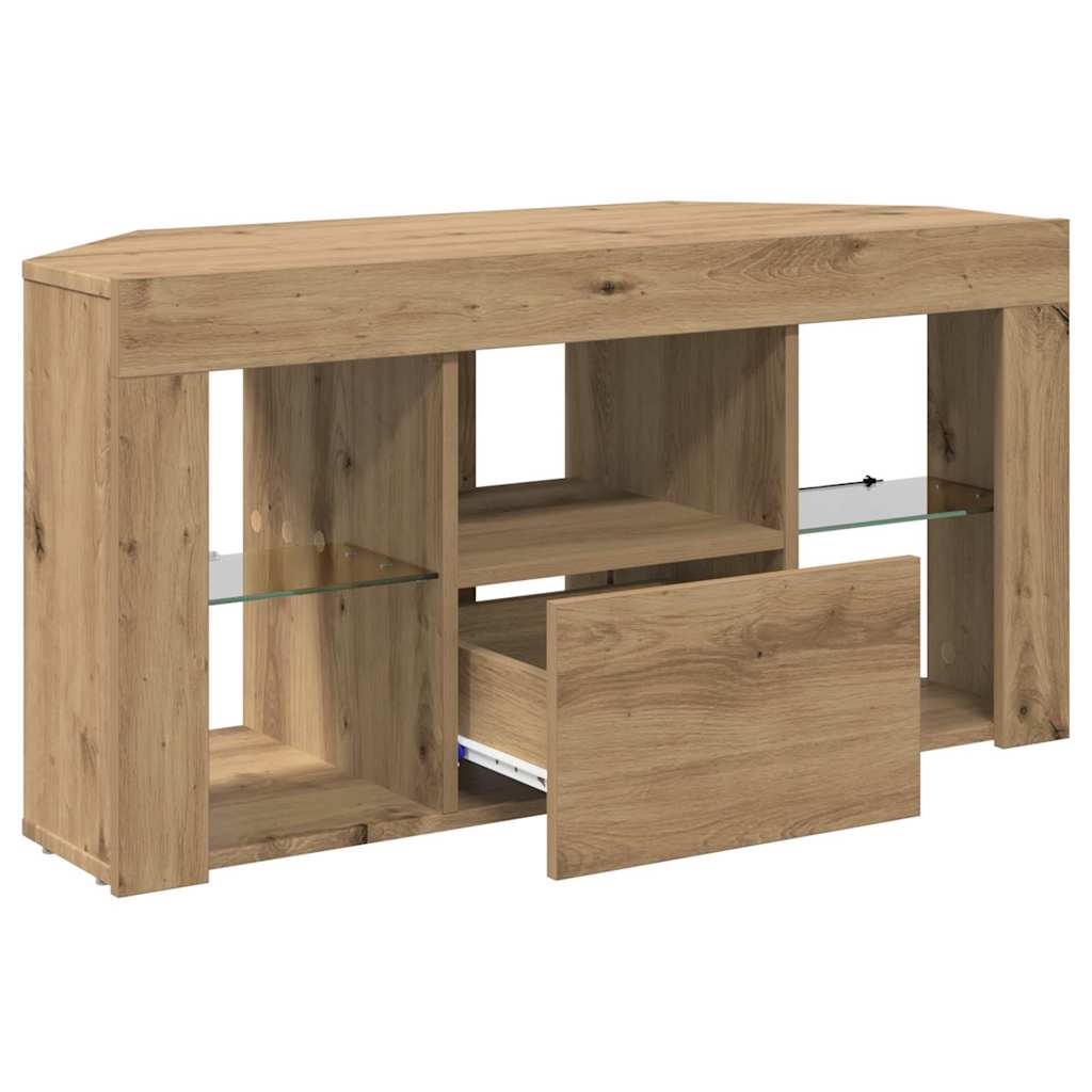 vidaXL Γωνιακός LED Τηλεοπτικός Κάμπινγκ 100 x 40 x 50 cm Artisan Oak