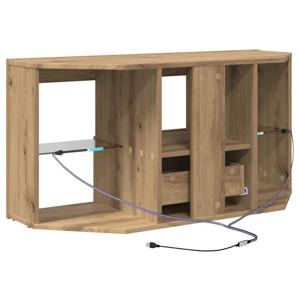 vidaXL Γωνιακός LED Τηλεοπτικός Κάμπινγκ 100 x 40 x 50 cm Artisan Oak