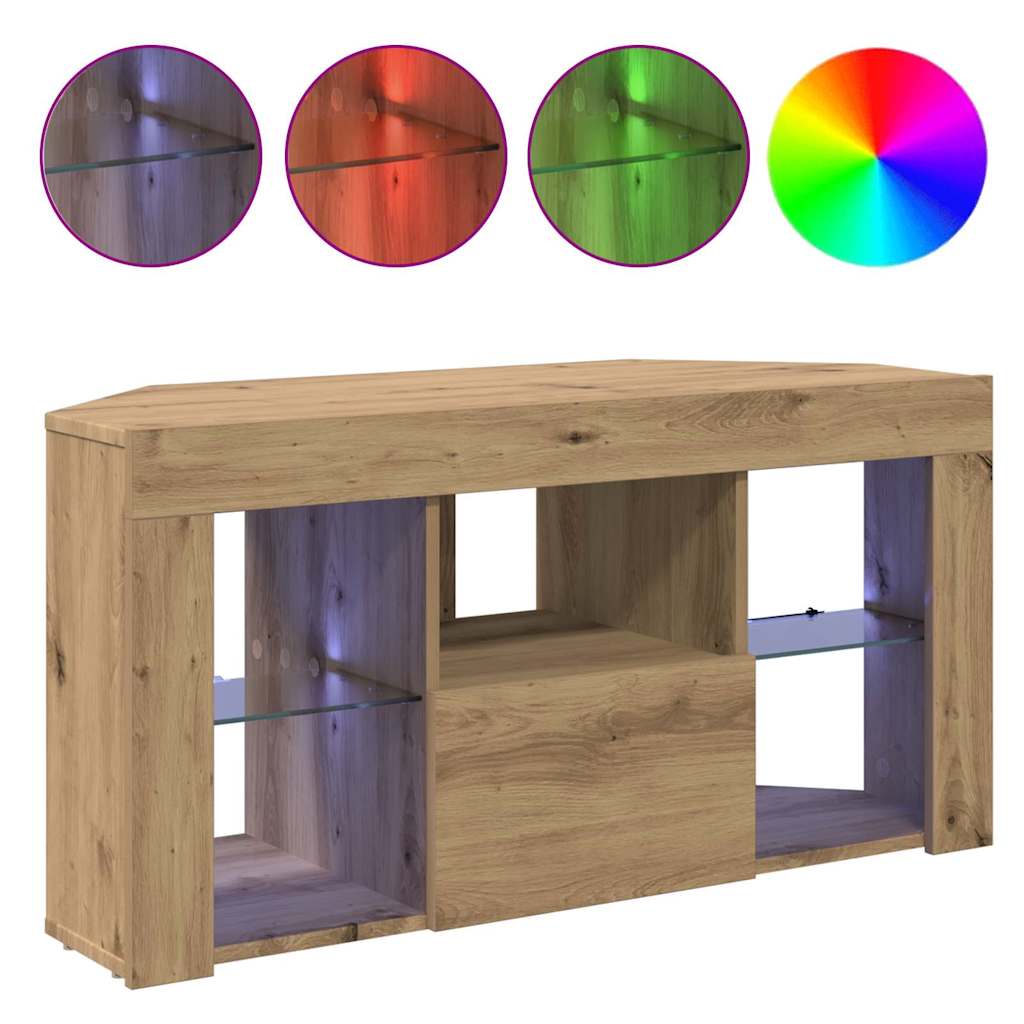 vidaXL Γωνιακός LED Τηλεοπτικός Κάμπινγκ 100 x 40 x 50 cm Artisan Oak