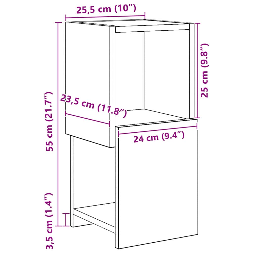 vidaXL Γωνιακό Ντουλάπι Δρύς Sonoma 25,5x25x55εκ Επεξεργασμένο ξύλο