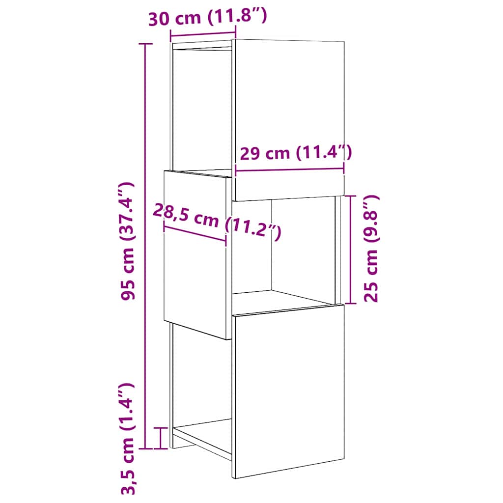 vidaXL Γωνιακό Ντουλάπι Δρύς Sonoma 30,5x30x95εκ Επεξεργασμένο ξύλο