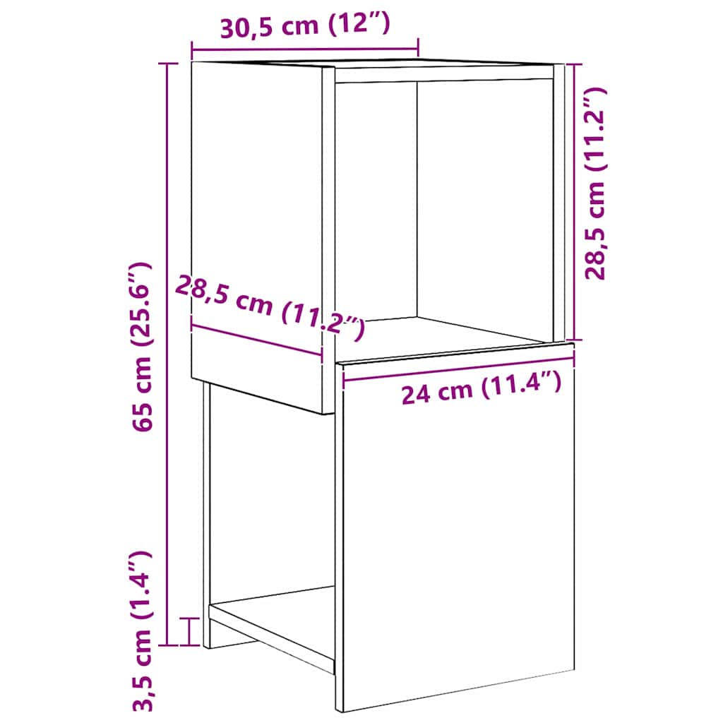 vidaXL Γωνιακό Ντουλάπι Δρύς Sonoma 30,5x30x65εκ Επεξεργασμένο ξύλο
