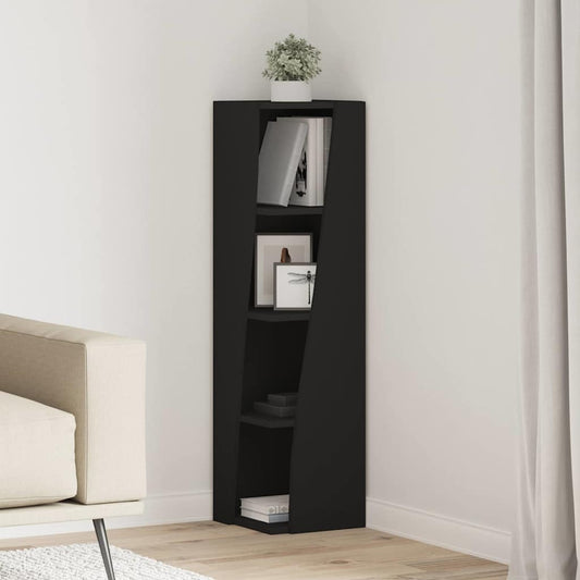 vidaXL Γωνιακό Ντουλάπι Μαύρο 27,5x27x102εκ Επεξεργασμένο ξύλο
