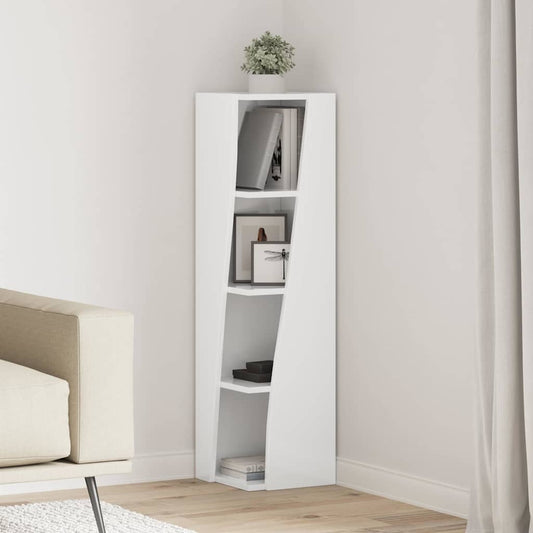 vidaXL Γωνιακό Ντουλάπι Υψηλής γυαλάδας λευκό 27,5x27x102εκ