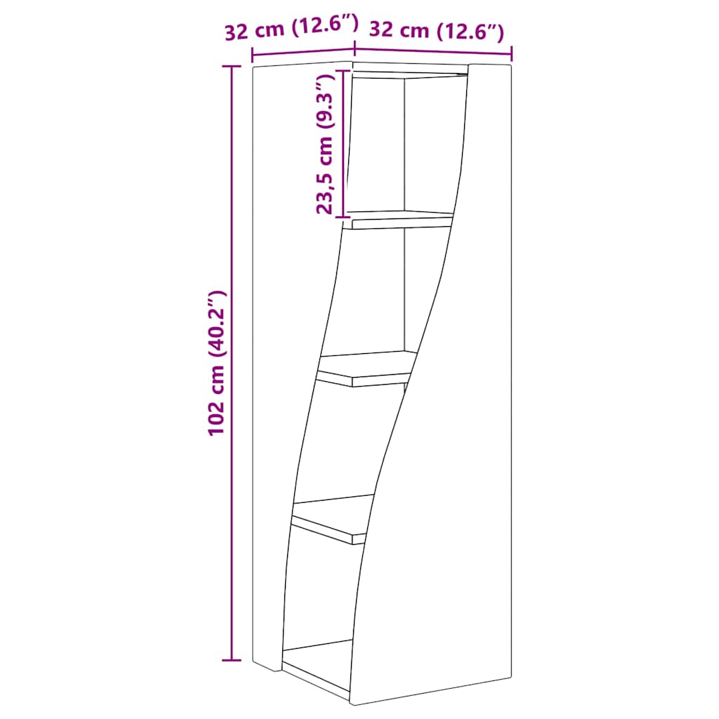 vidaXL Γωνιακό Ντουλάπι 32x32x102εκ Επεξεργασμένο ξύλο