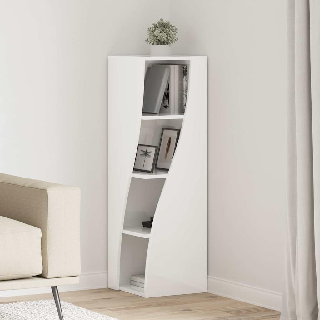 vidaXL Γωνιακό Ντουλάπι Υψηλής γυαλάδας λευκό 32x32x102εκ