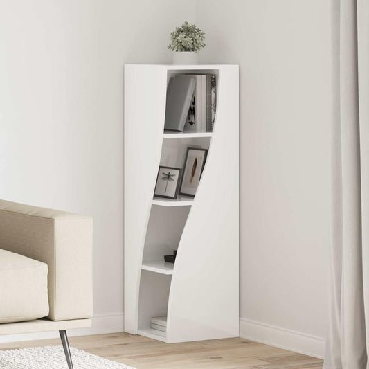 vidaXL Γωνιακό Ντουλάπι Υψηλής γυαλάδας λευκό 32x32x102εκ