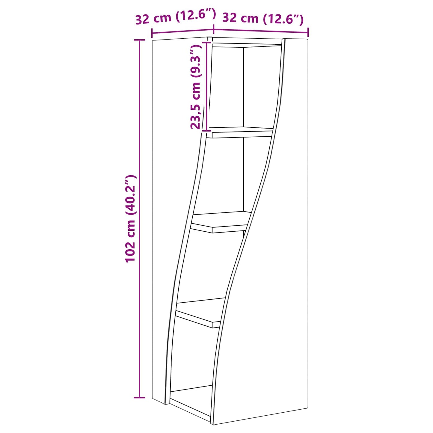 vidaXL Γωνιακό Ντουλάπι 32x32x102εκ Επεξεργασμένο Ξύλο Παλιό ξύλο
