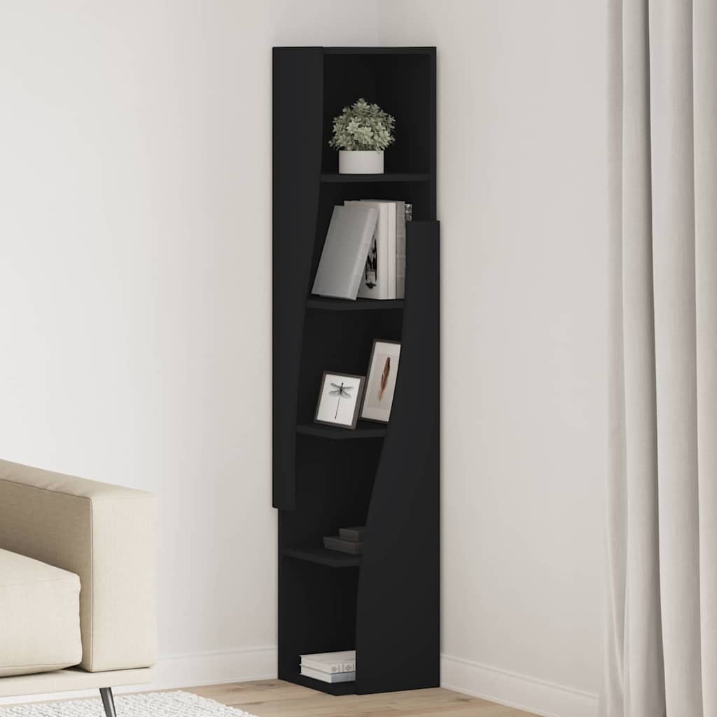 vidaXL Γωνιακό Ντουλάπι Μαύρο 27,5x27x140εκ Επεξεργασμένο ξύλο
