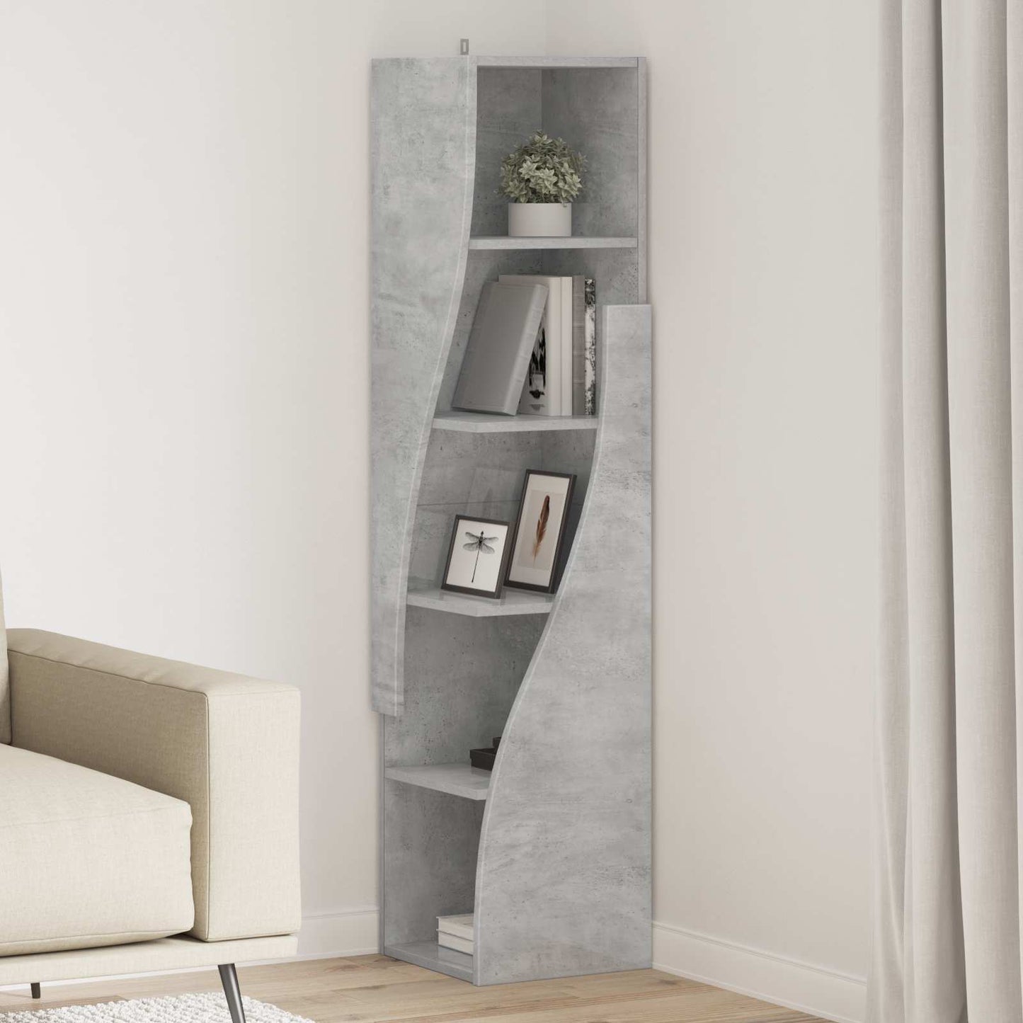 vidaXL Γωνιακό Ντουλάπι 32x32x140εκ Επεξεργασμένο Ξύλο Σκυρόδεμα Γκρι