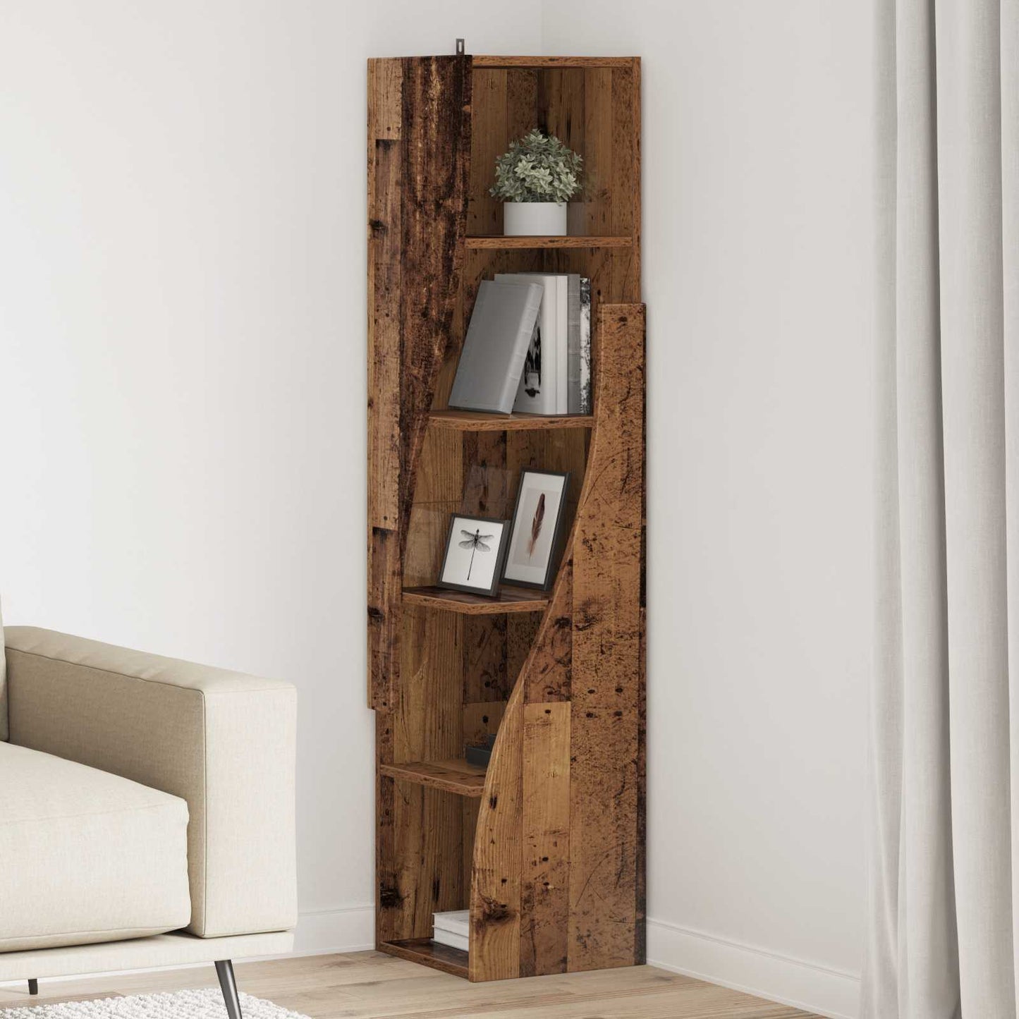 vidaXL Γωνιακό Ντουλάπι 32x32x140εκ Επεξεργασμένο Ξύλο Παλιό ξύλο