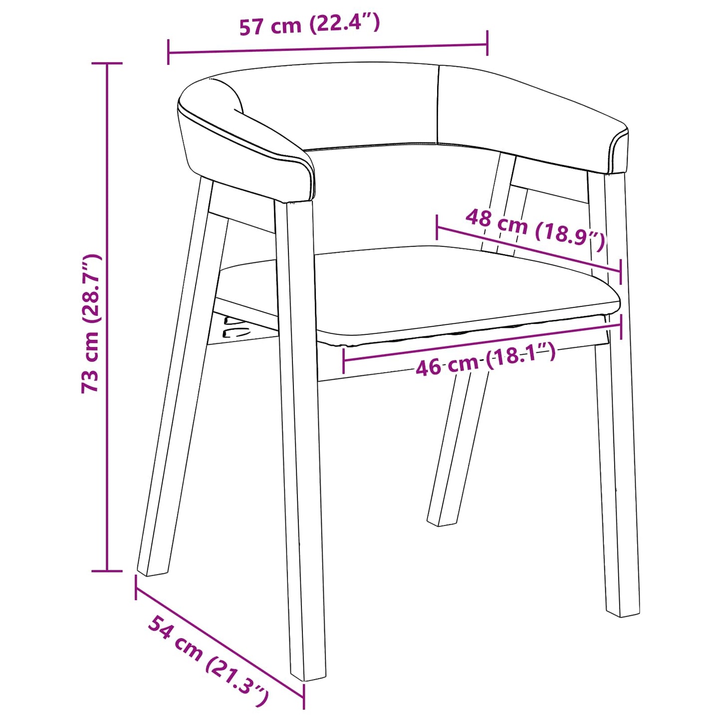 vidaXL Καρέκλες φαγητού 2 pcs Φυσικό 54 x 57 x 73 εκ