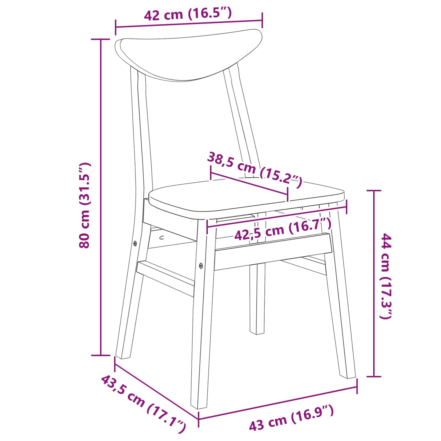 vidaXL Καρέκλες φαγητού 2 pcs Λευκό 42 x 47.5 x 81 εκ
