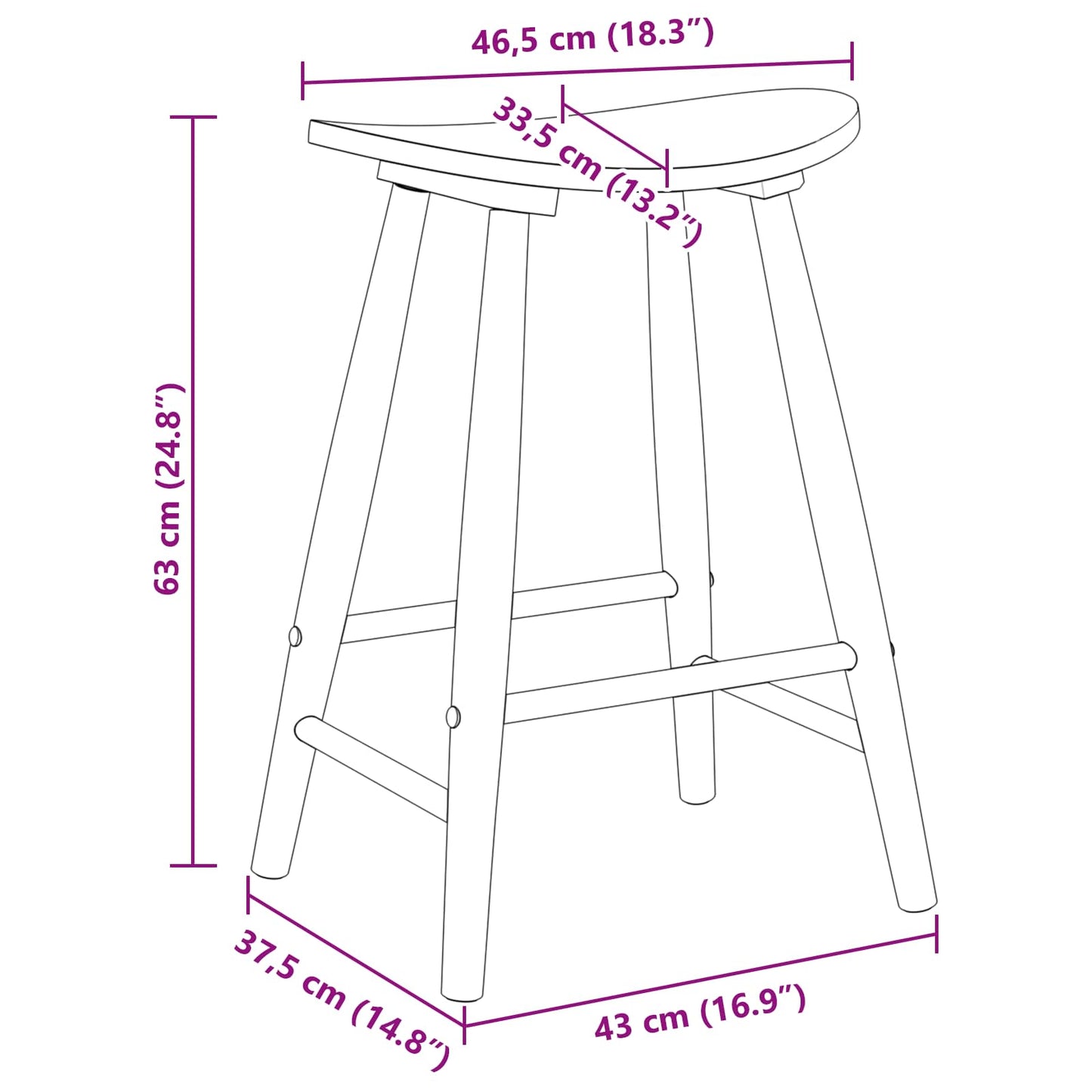 vidaXL Καρέκλες φαγητού 2 pcs Φυσικό 46 x 37 x 63 εκ