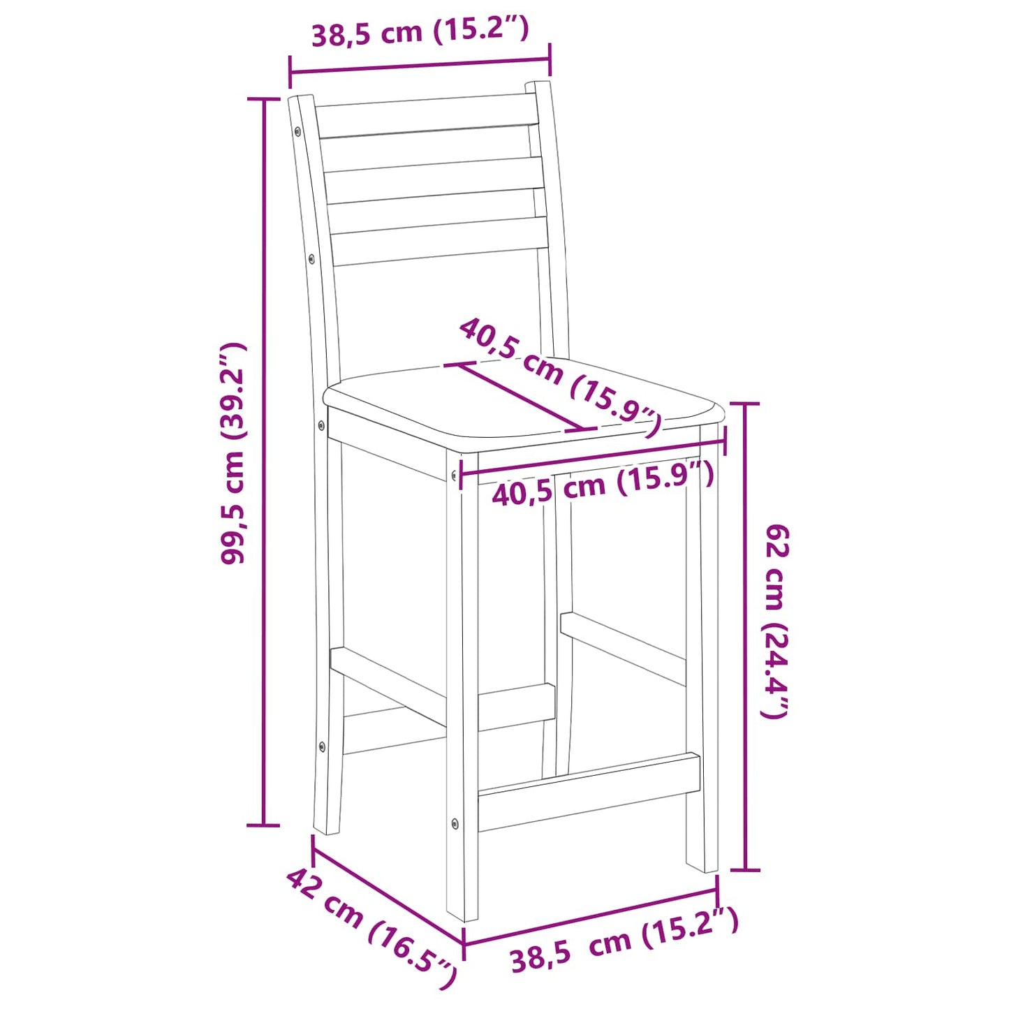 vidaXL Καρέκλες φαγητού 2 pcs Φυσικό 40 x 47,5 x 99,5 εκ