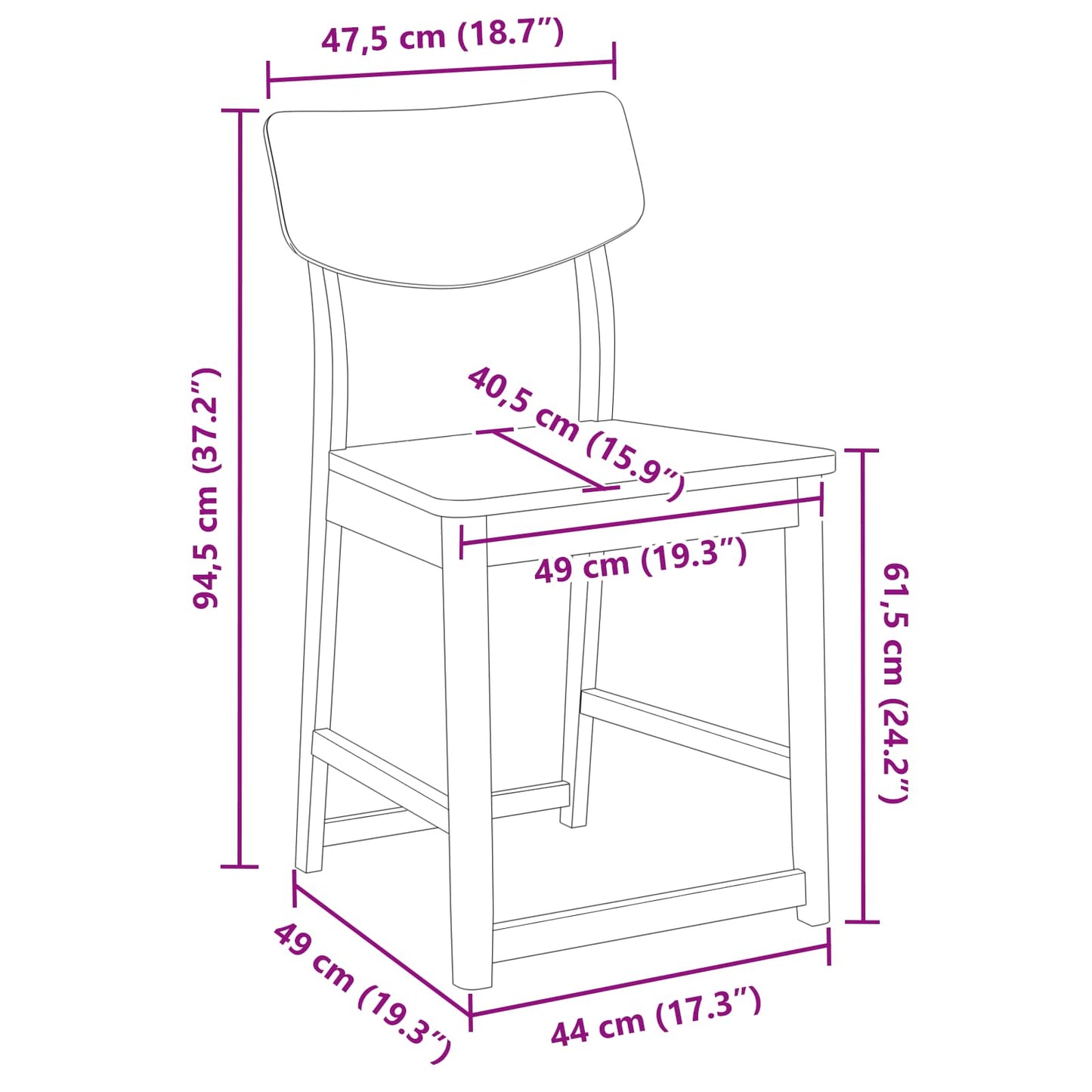 vidaXL Καρέκλες φαγητού 2 pcs Λευκό 48 x 49 x 95 εκ.
