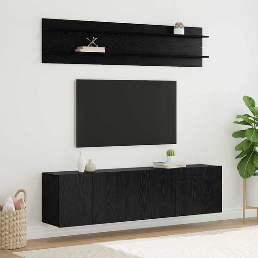 vidaXL Μονάδες TV Επιτοίχιο 6 pcs Μαύρη δρυς Επεξεργασμένο ξύλο