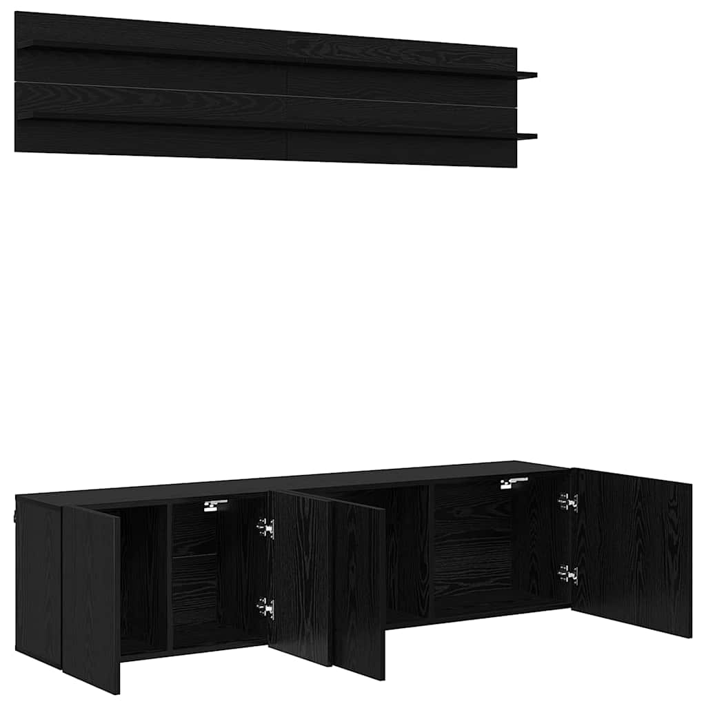 vidaXL Μονάδες TV Επιτοίχιο 6 pcs Μαύρη δρυς Επεξεργασμένο ξύλο