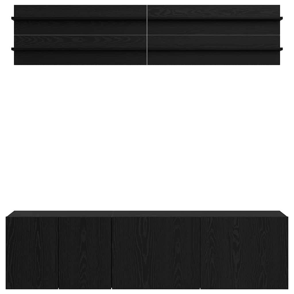 vidaXL Μονάδες TV Επιτοίχιο 6 pcs Μαύρη δρυς Επεξεργασμένο ξύλο