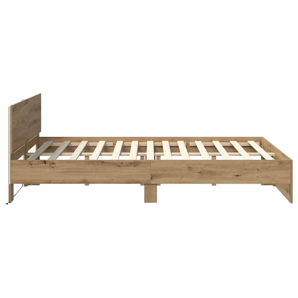 vidaXL Σκελετός Κρεβατιού Artisan Oak 140 x 190 cm Επεξεργασμένο ξύλο