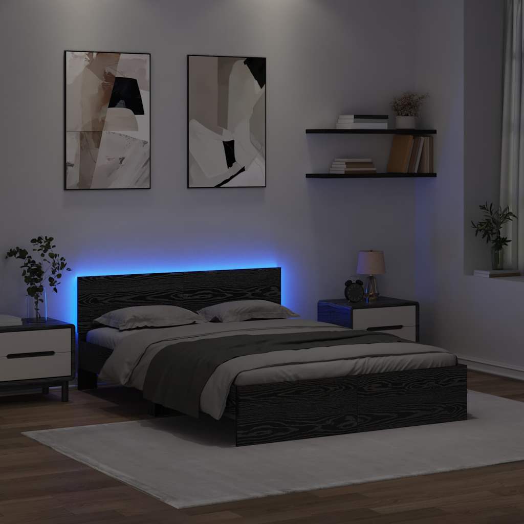 vidaXL Σκελετός Κρεβατιού Μαύρη Οξυά 135 x 190 cm Επεξεργασμένο ξύλο