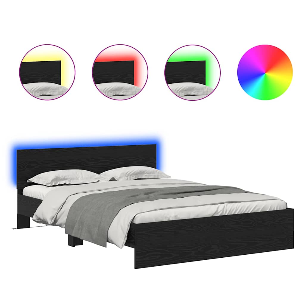 vidaXL Σκελετός Κρεβατιού Μαύρη Οξυά 135 x 190 cm Επεξεργασμένο ξύλο