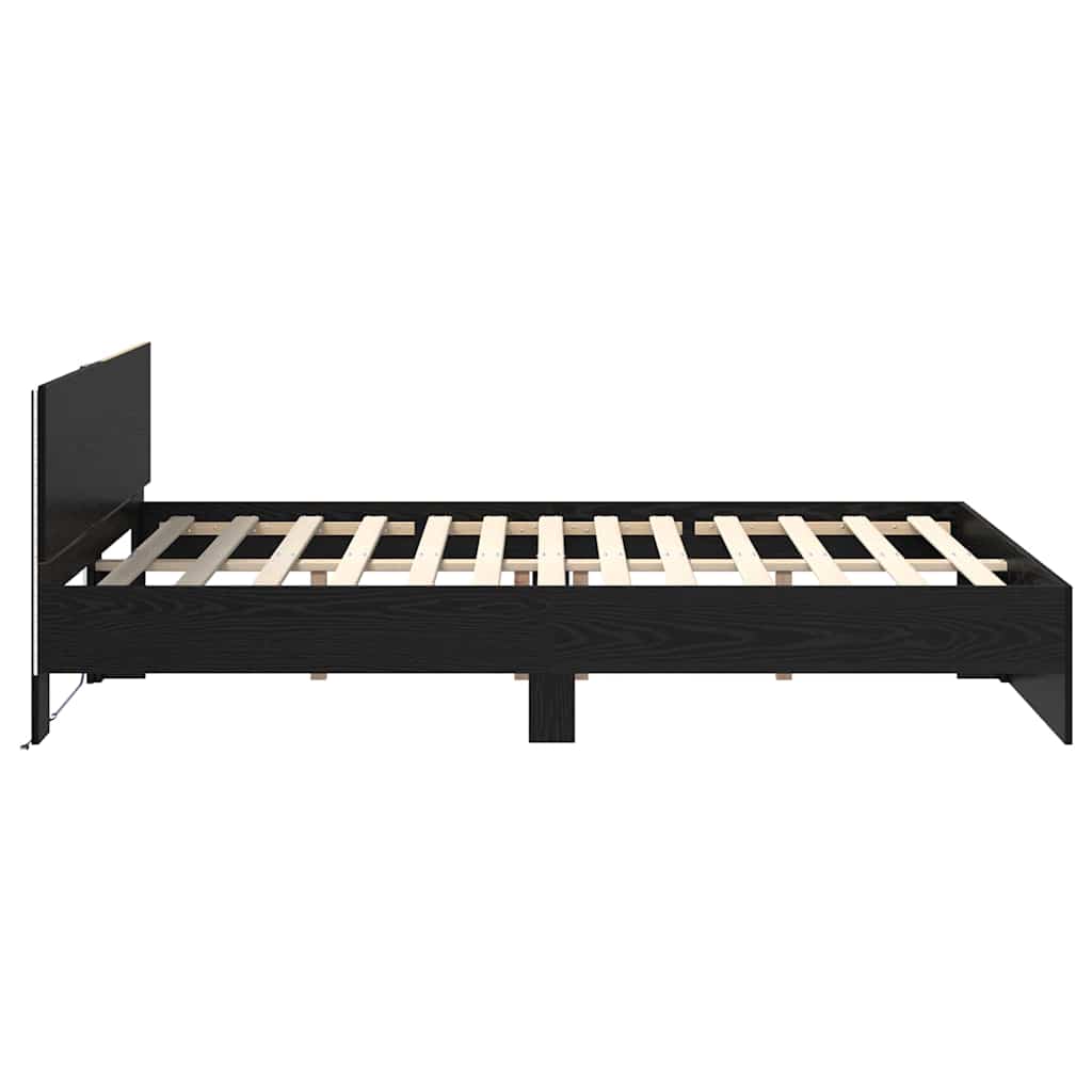 vidaXL Σκελετός Κρεβατιού Μαύρη Οξυά 135 x 190 cm Επεξεργασμένο ξύλο