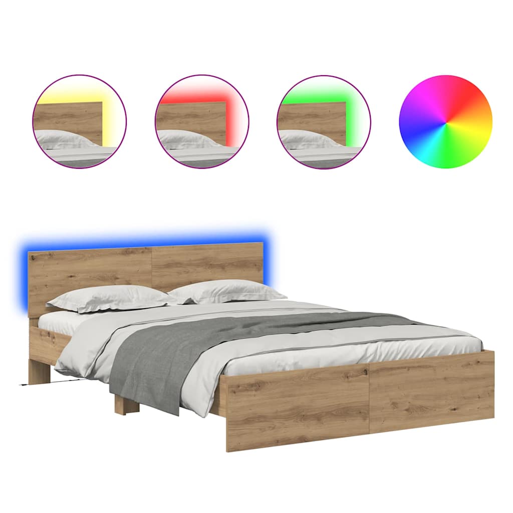 vidaXL Σκελετός Κρεβατιού Artisan Oak 120 x 190 cm Επεξεργασμένο ξύλο